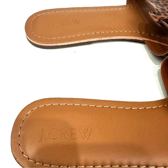 J. Crew Animal Leopard Print Flat Sandals Sz 10 - Picture 7 of 9